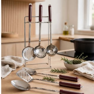 Stainless Steel Kitchen Utensil Set with Stand 7 Piece 2