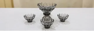 Decorative Smokey Grey Crystal-Style Bowl Set 7 pieces 3