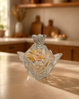Crystal Glass Candy Storage  Jar with Lid [Large ]