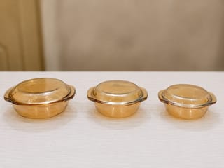 Amber tinted  Glass Food Storage Containers with Lids 2
