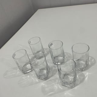 Set of 6 Clear Square Drinking Glasses 3