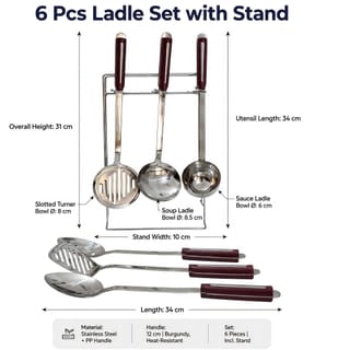 Stainless Steel Kitchen Utensil Set with Stand 7 Piece 4