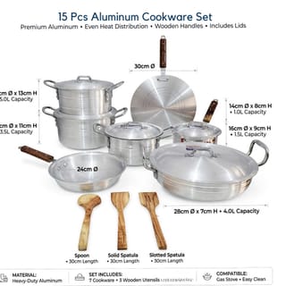 Cookware Set with Lids and Wooden Utensils 15 Pc's 3