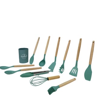 Silicone Cooking Utensil Set with Wooden Handles 12 Piece 3