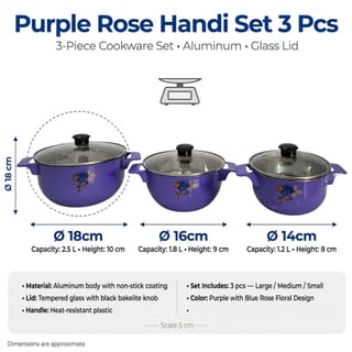 Purple 3-Piece Cooking Pot Set with Glass Lids 4