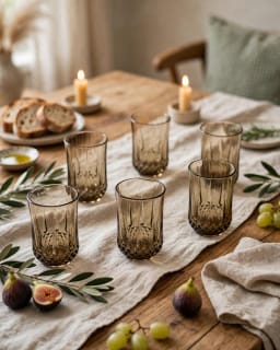 Set of 6 Gold-Tinted Textured Drinking Glasses 4