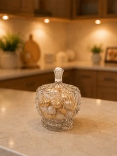 Decorative Cut-Glass Lidded Nut And Candies Storage Jar 2
