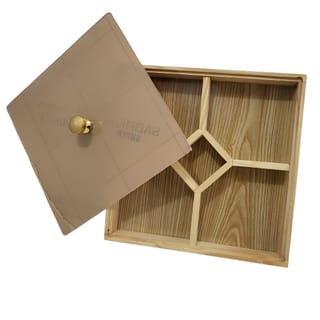 Premium Wooden Dry Fruit Tray 10x10 Inch- 5 Compartment with Clear Acrylic Lid  1