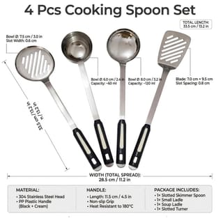 4-Piece Stainless Steel Kitchen Utensil Set Black color 4