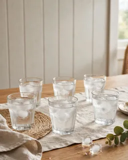 Clear Faceted Drinking Glass Set 6- Piece 2