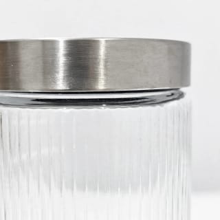 Set of 3 Ribbed Glass Storage Jars with Metal Lids 4