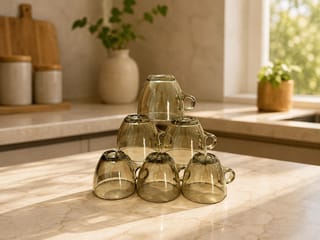 Premium Smoky Glass Tea Set - 6 Cups 2