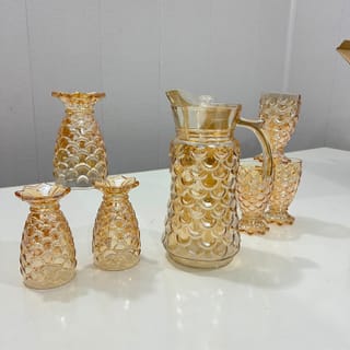 Amber Glass Water Pitcher Set 7 pieces 3