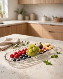 Clear Glass Leaf-Shaped Kabab Dish Large  2