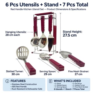 Stainless Steel Kitchen Utensil Set with Stand 6