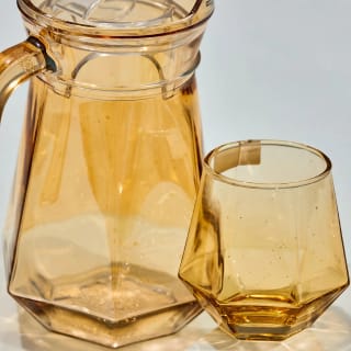 Amber Glass Water Jug and 6 Glasses Set 4
