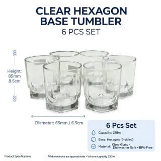 Clear Glass Tumblers Set of 6 6