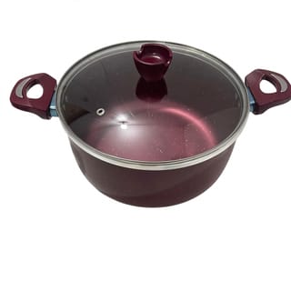 Maroon Non-Stick Cookware Set with Glass Lids 17 Piece  8