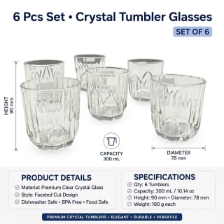 Set of 6 Clear Cut-Pattern Glass Tumblers 5