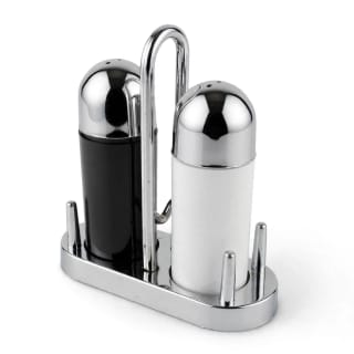 Chrome-Finish Salt and Pepper  Set with Holder 1