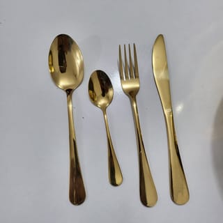 Golden Egg-Shaped Cutlery Set 24 Pieces 5