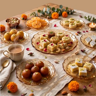 Amber Glass  Cake Serving  Set 7 Piece 2