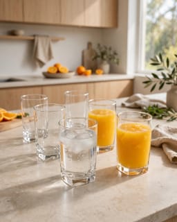 Set of 6 Clear Square Drinking Glasses 2