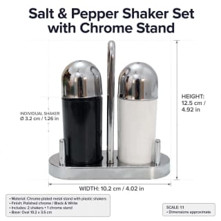 Chrome-Finish Salt and Pepper  Set with Holder 3