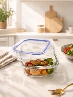 Glass Food Storage Container with Blue-Seal Lid