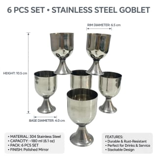 Stainless Steel Goblet Glasses Set 6 pieces 4