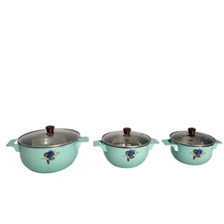 Mint Green Floral Pot Set with Glass Lids 3 Piece 3