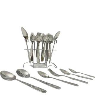 Stainless Steel Cutlery Set with Stand 29 Piece