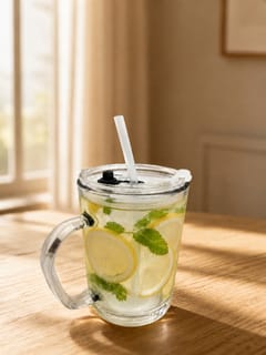 Glass Travel Mug with Lid and Straw 2