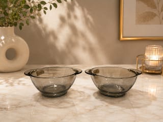 Smoked Glass Serving Bowls Set 2 pieces