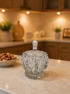 Decorative Cut-Glass Lidded Nut And Candies Storage Jar