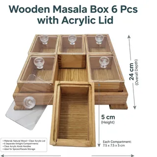 Wooden Six-Compartment Spice Box 4