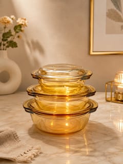 Amber tinted  Glass Food Storage Containers with Lids