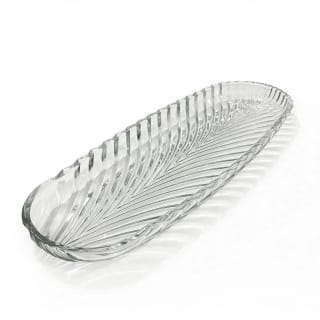 Clear Glass Leaf-Shaped Kabab Dish Large 