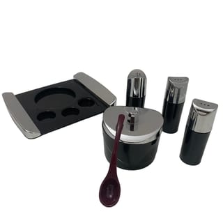 Black and Chrome Condiment Set with Tray 1