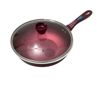 Maroon Non-Stick Cookware Set with Glass Lids 17 Piece  5