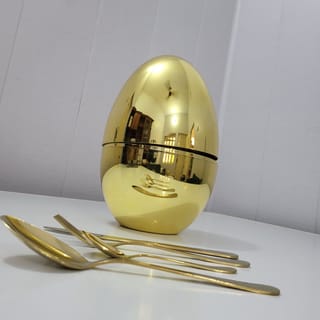 Golden Egg-Shaped Cutlery Set 24 Pieces 6