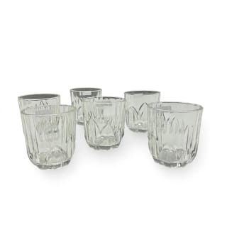 Set of 6 Clear Cut-Pattern Glass Tumblers
