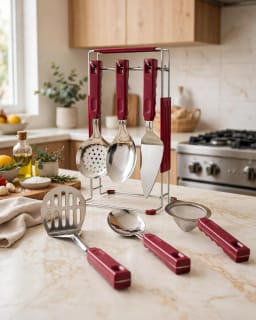 Stainless Steel Kitchen Utensil Set with Stand 2
