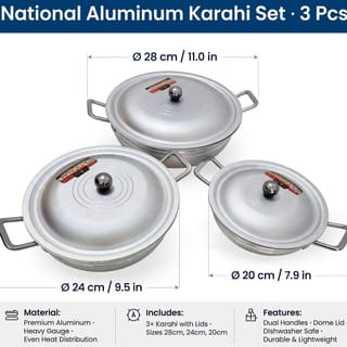 Covered Aluminium Cooking Pot Set 3 Piece 4