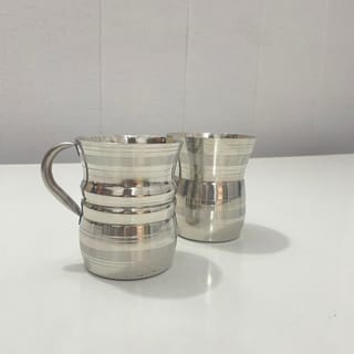 Stainless Steel Striped Drinking Cup Set 2 Piece 2