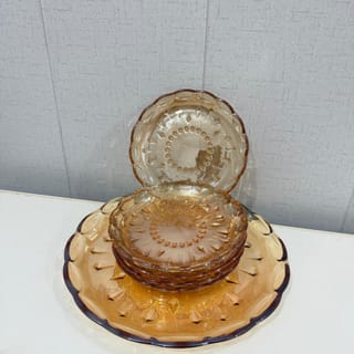Amber Glass  Cake Serving  Set 7 Piece 3