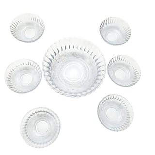 Clear Glass Serving Bowl Set with Small Bowls 7 Piece