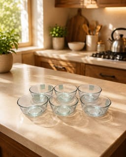 Set of 6 Clear Glass Small Bowls