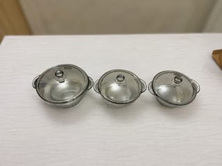 Smokey Grey Glass Bowl Set with Lids [3 piece set] 3