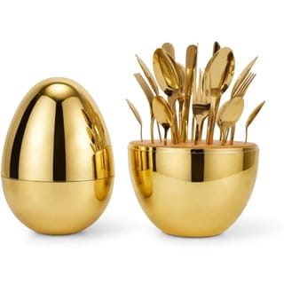 Golden Egg-Shaped Cutlery Set 24 Pieces